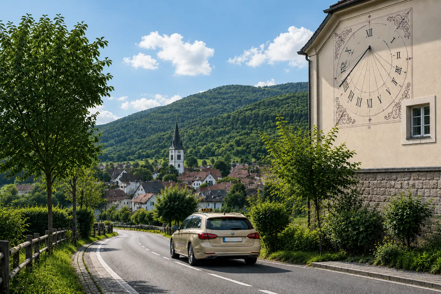 Taxi auf der Fahrt durch Birkenau